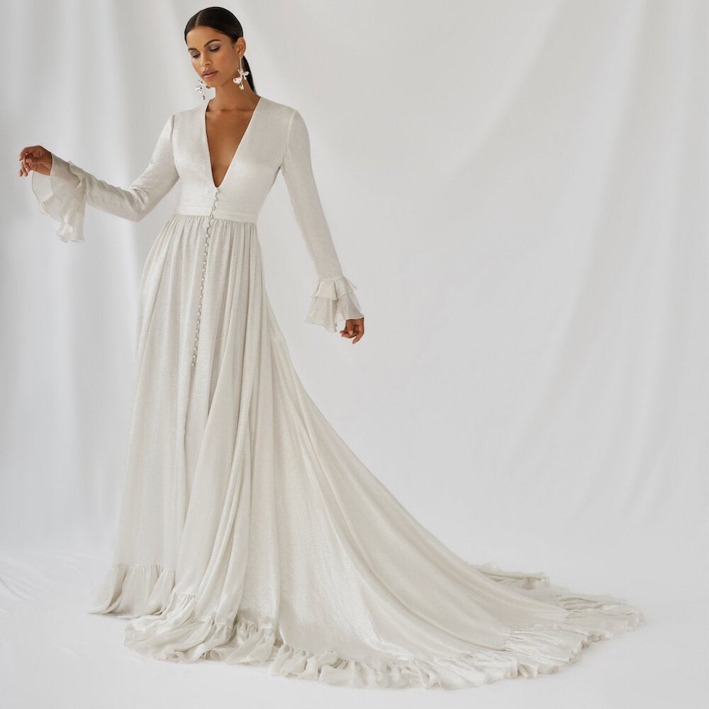 Alexandra Grecco Rowan Wedding Gown Size 8 Silver shimmer
